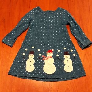 Hanna Andersson Teal Blue Sz100 Snowman Dress